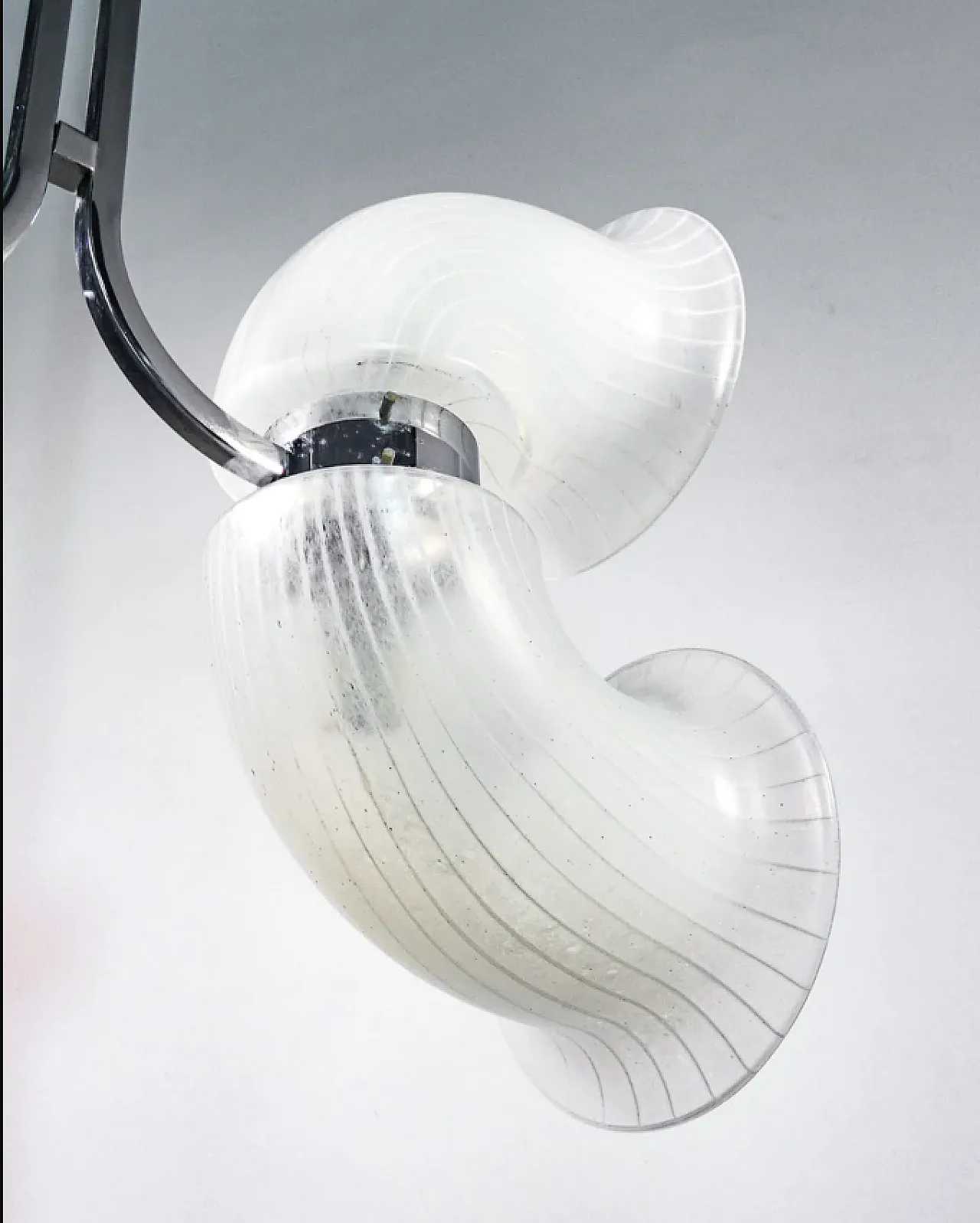 Lampadario in vetro soffiato e metallo cromato di Aldo Nason, anni '70 8