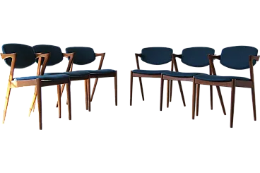 6 Teak chairs by Kai Kristiansen for Schou Andersen, 1950s