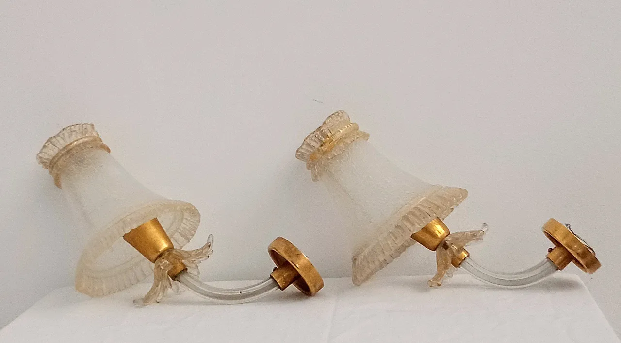 Coppia di applique attribuite ad Archimede Seguso per Seguso, anni '50 5