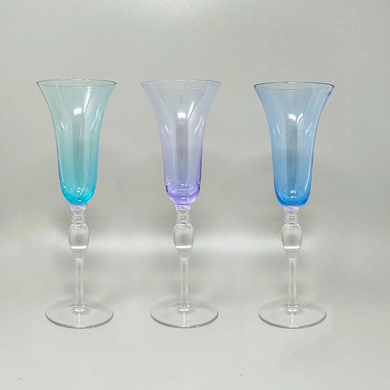 6 colored Murano glasses, 1960s 4