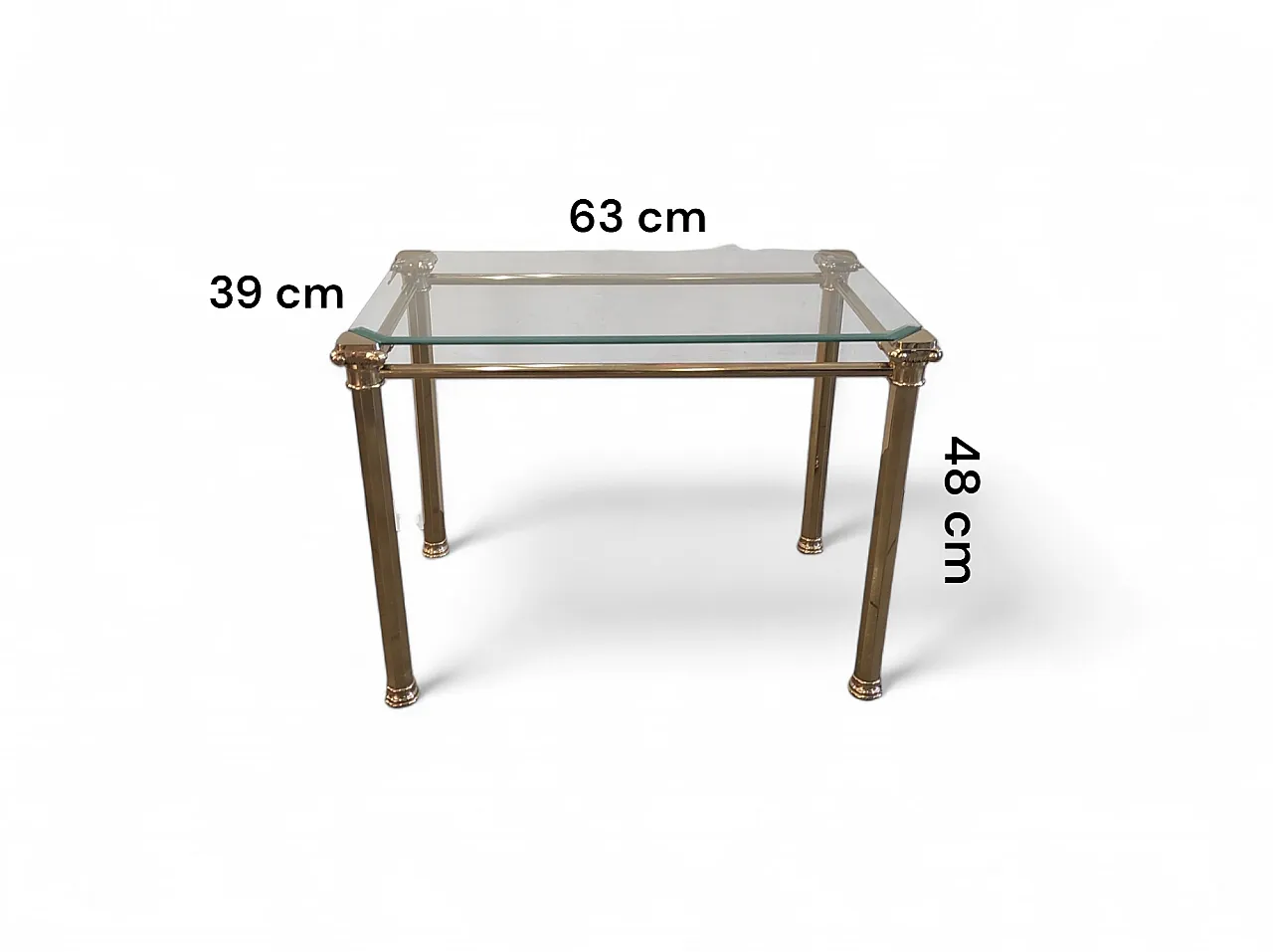 Tris di tavolini in ottone e vetro molato anni '70 4