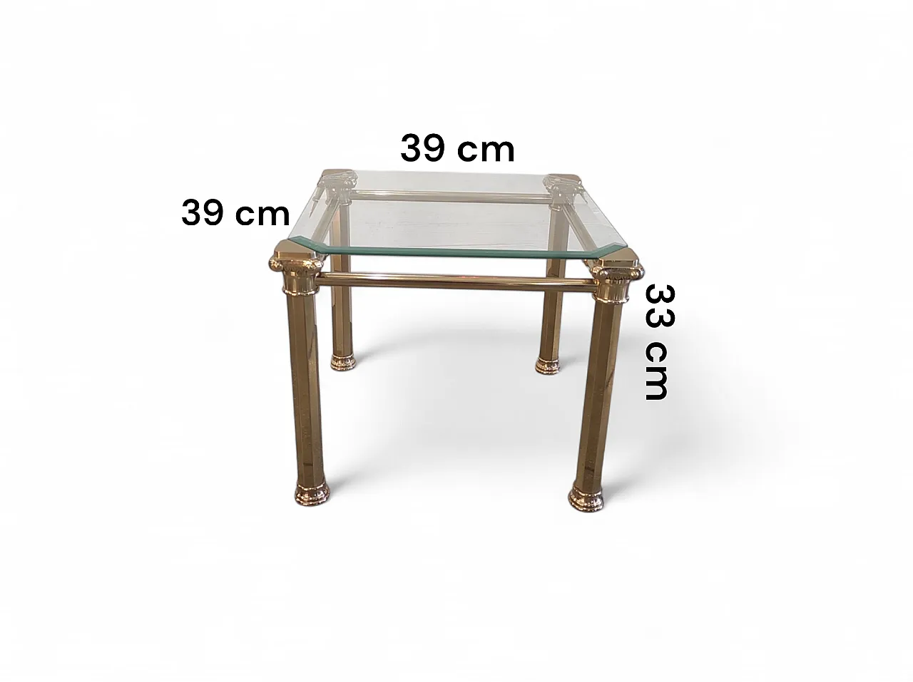 Tris di tavolini in ottone e vetro molato anni '70 6
