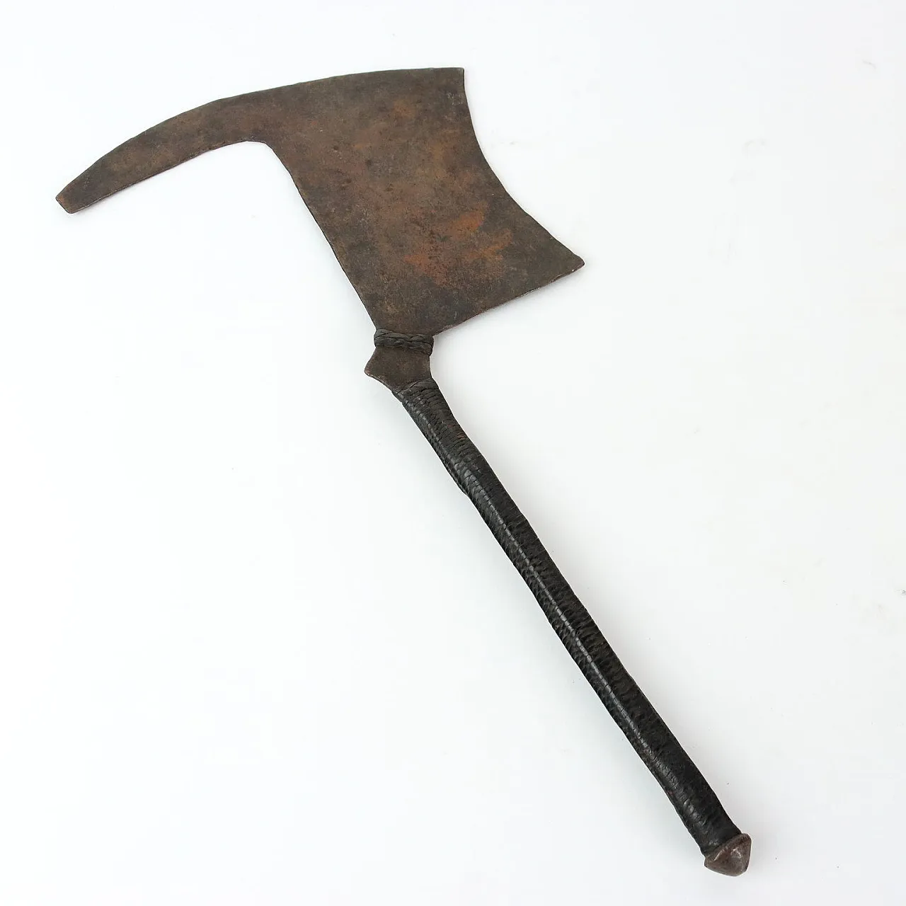 Manzhi iron and leather ceremonial dance axe, 20th century 7