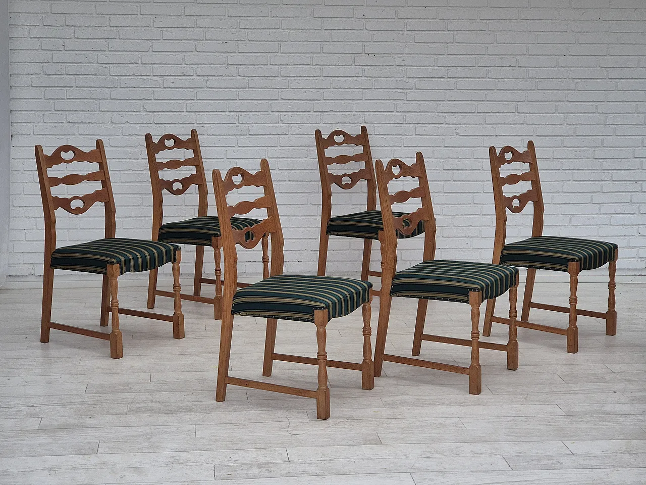 6 Danish dining chairs oak wood, 70s 1