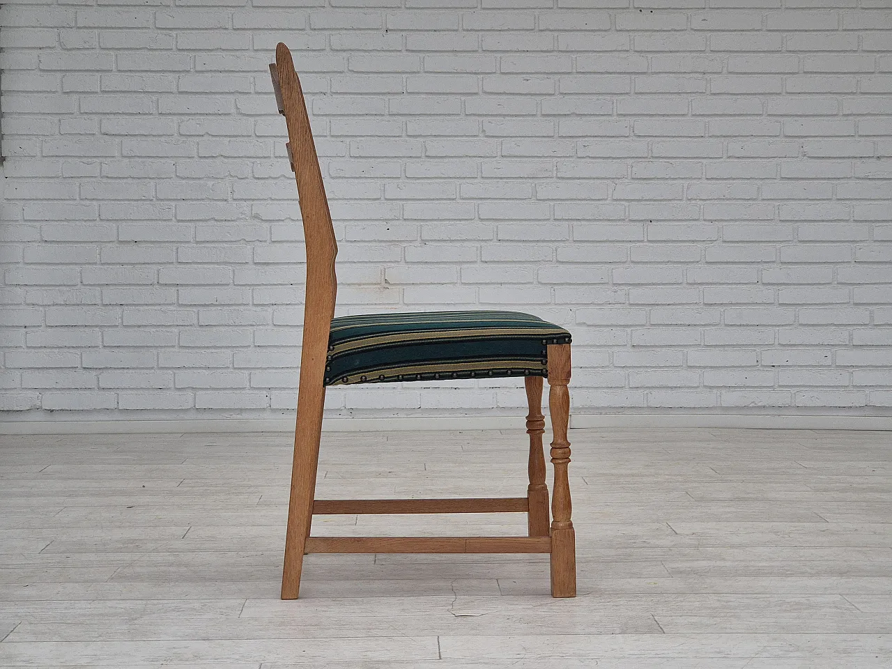 6 Danish dining chairs oak wood, 70s 9
