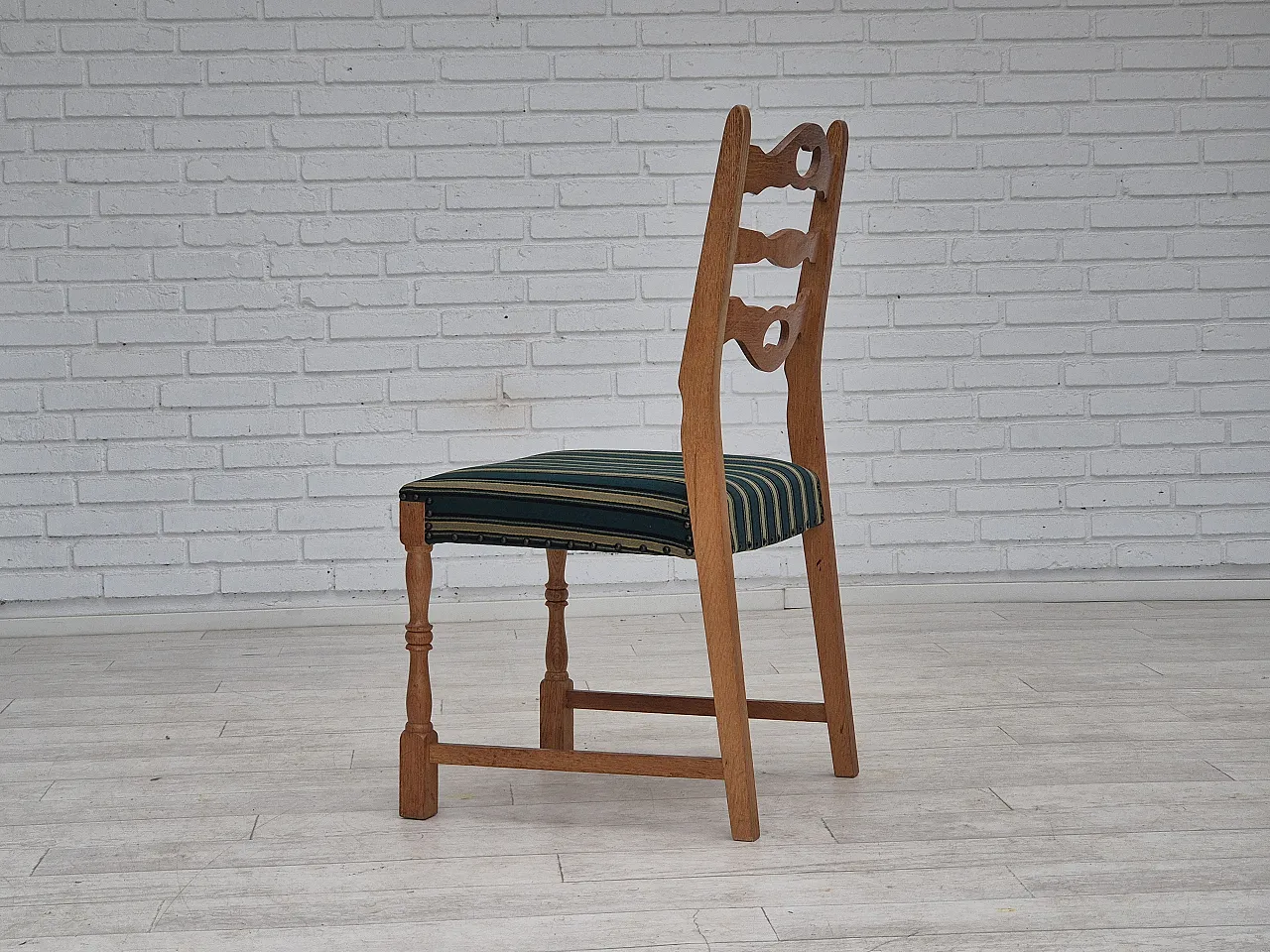 6 Danish dining chairs oak wood, 70s 12