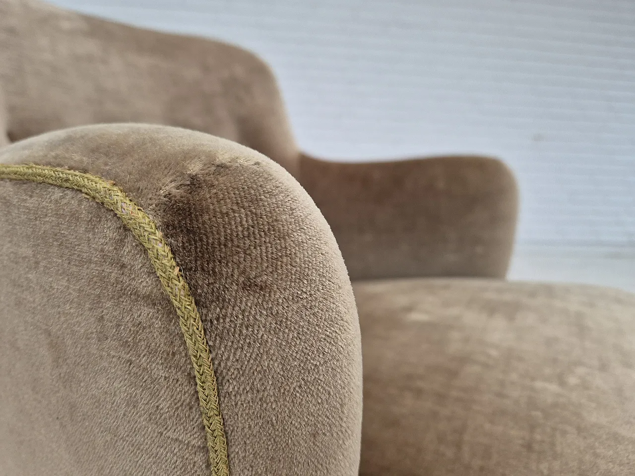 Danish lounge chair velour, 70s 5