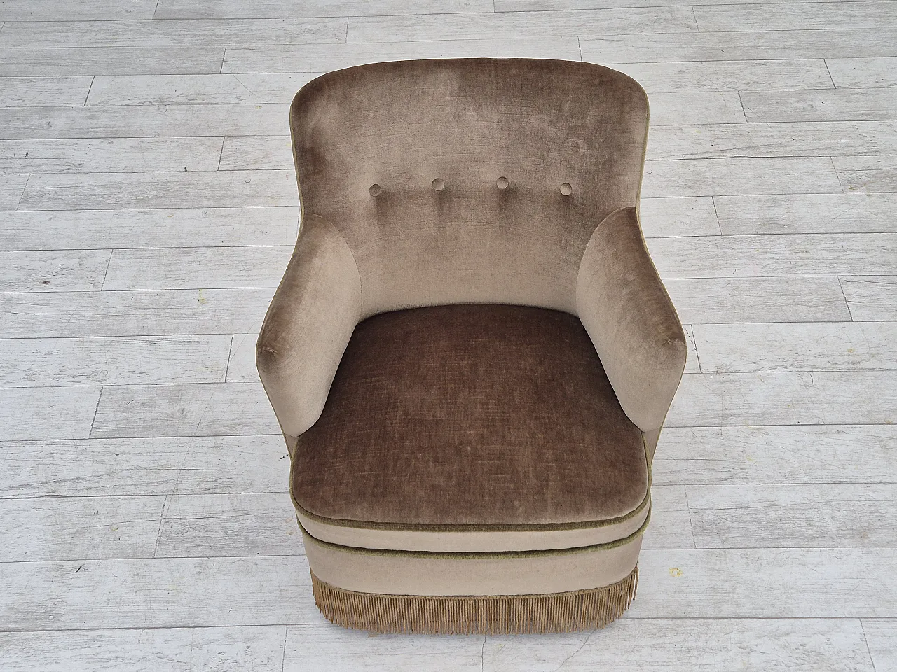 Danish lounge chair velour, 70s 7