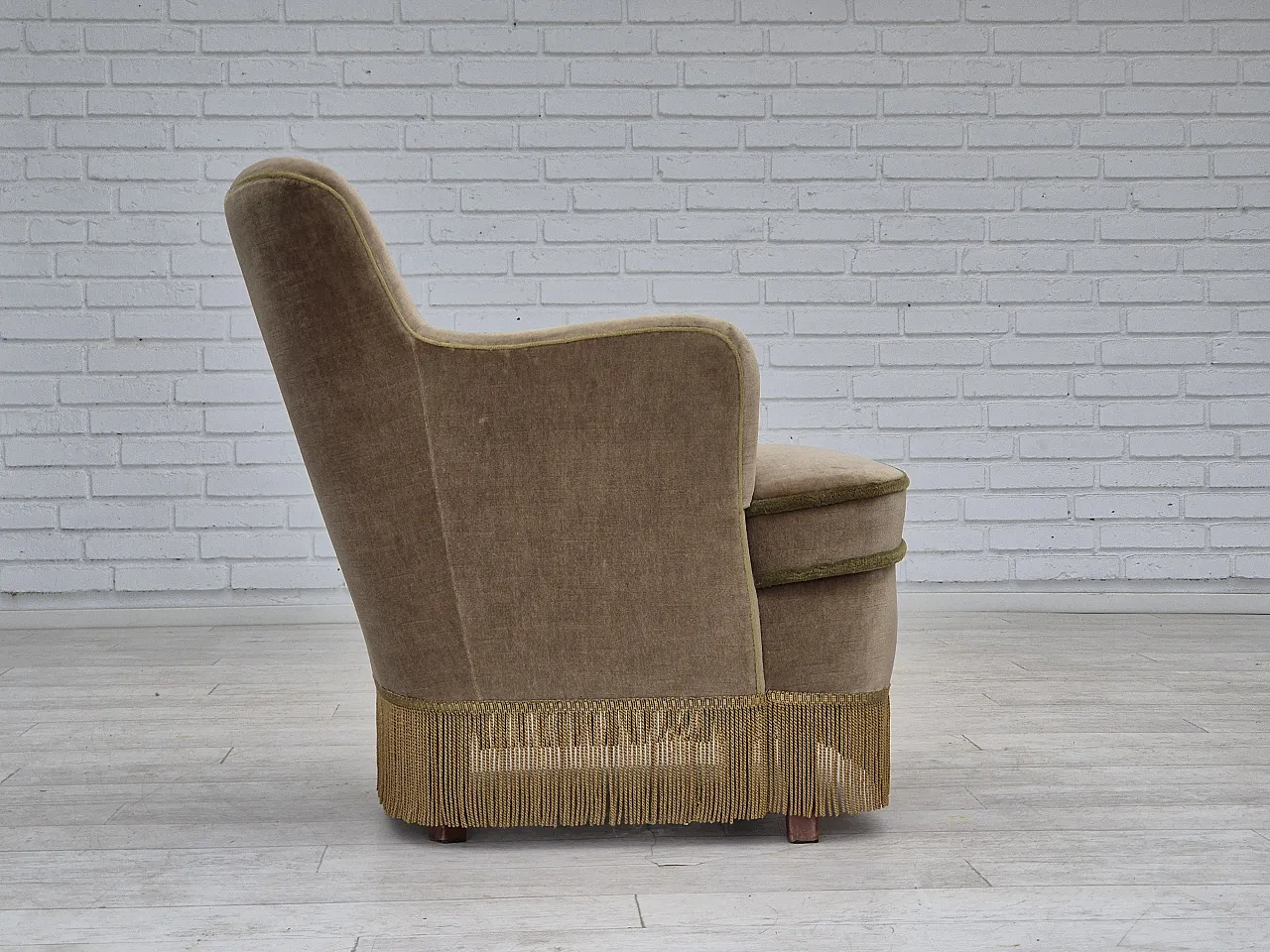 Danish lounge chair velour, 70s 8