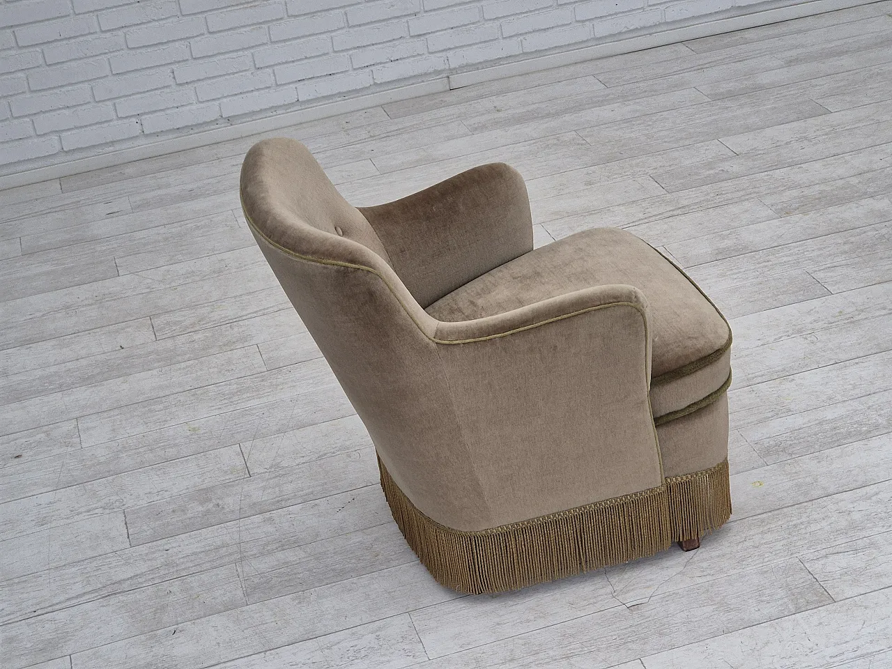 Danish lounge chair velour, 70s 9