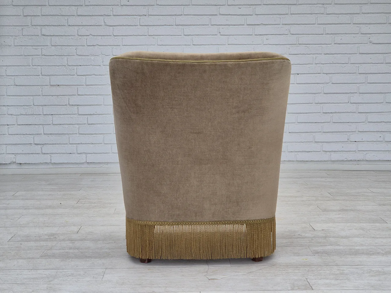 Danish lounge chair velour, 70s 10