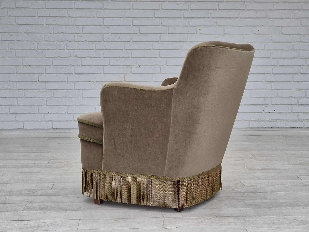 Danish lounge chair velour, 70s 11