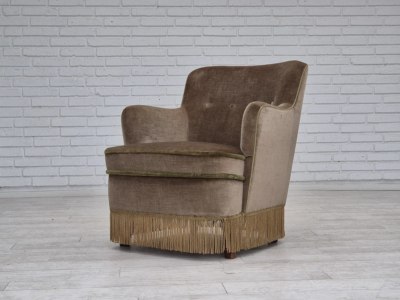 Danish lounge chair velour, 70s 12