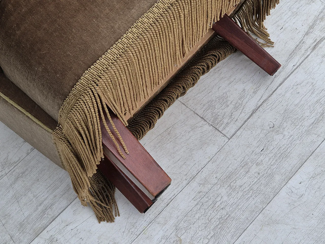 Danish lounge chair velour, 70s 14