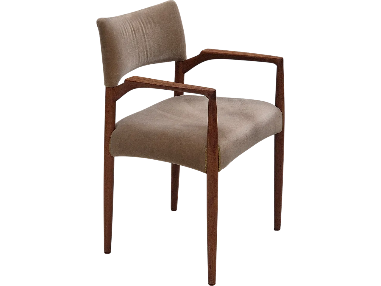 Danish chair, solid teak wood, furniture velour, 1970s 19