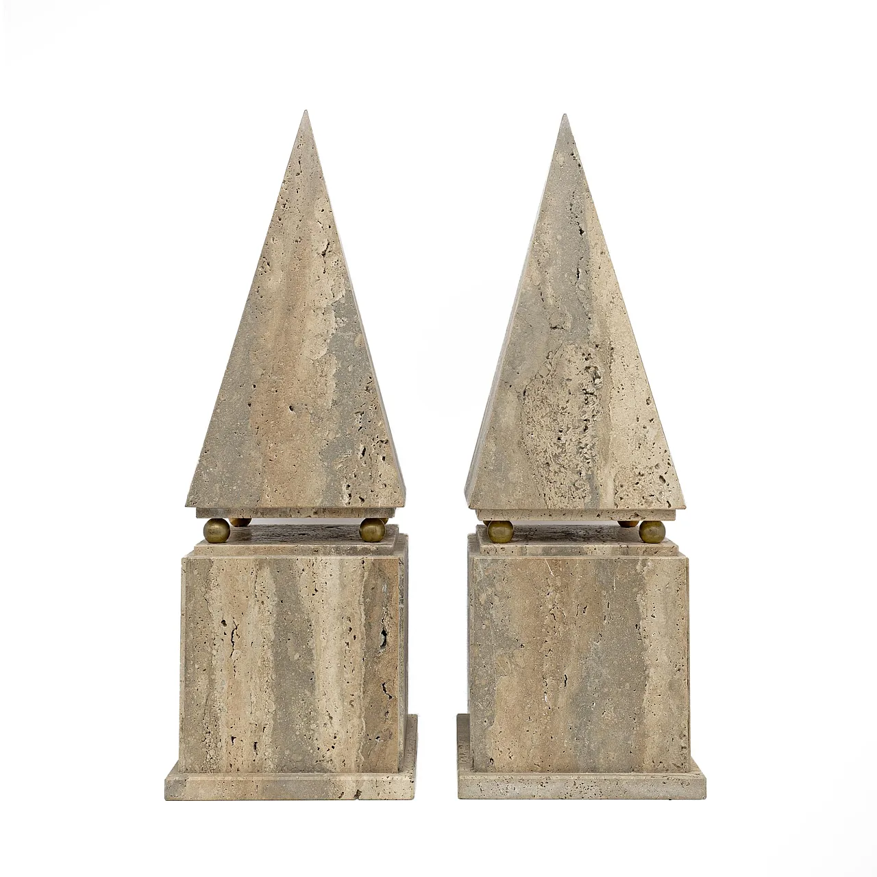 Pair of minimalist Roman travertine obelisk, 1970s 5