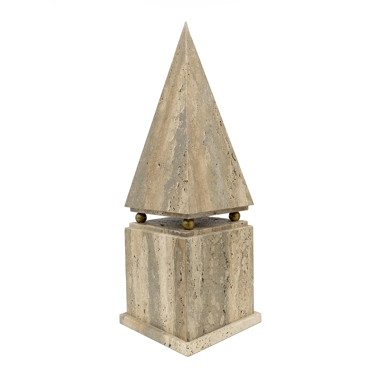 Pair of minimalist Roman travertine obelisk, 1970s 7