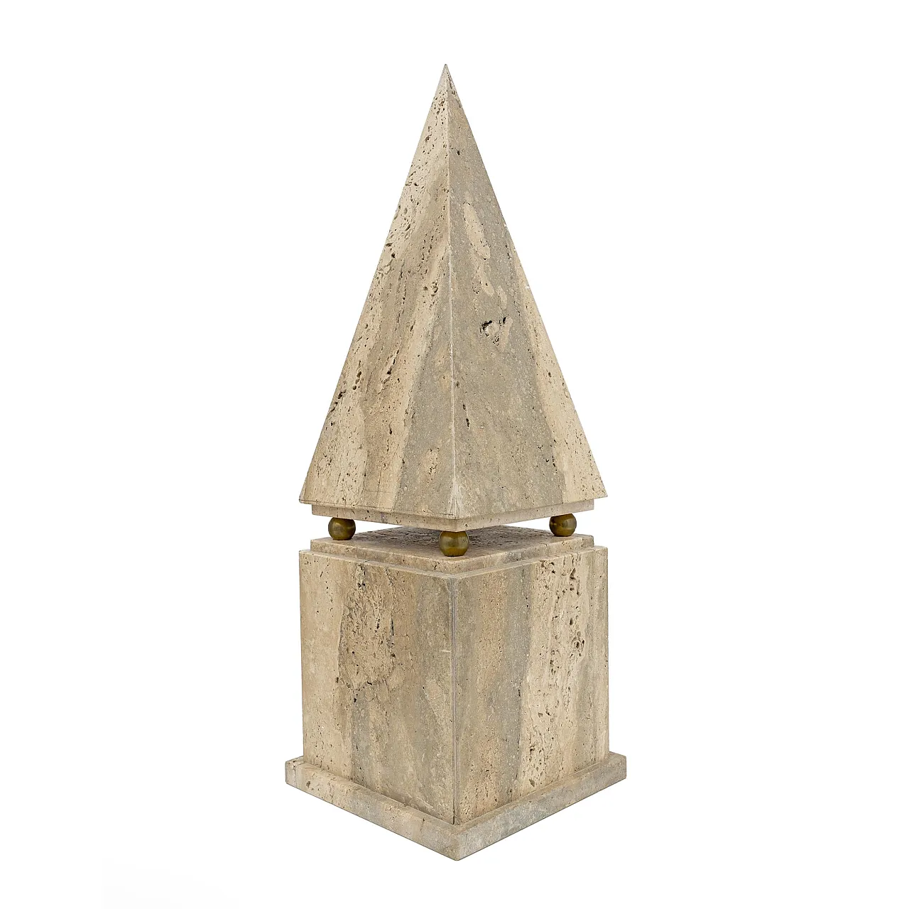 Pair of minimalist Roman travertine obelisk, 1970s 9