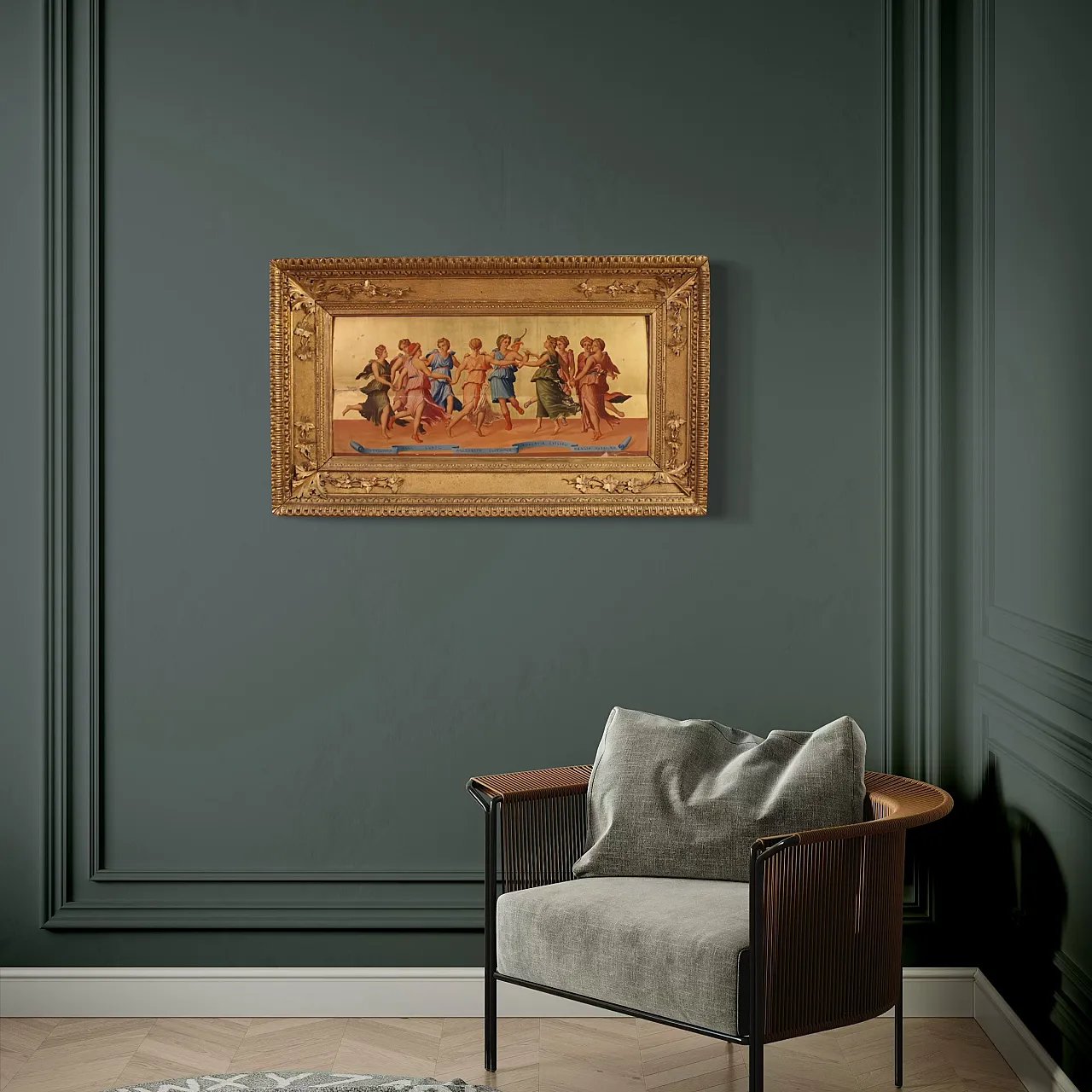 Da Guido Reni, Apollo danza con le Muse, olio su tavola, '800 13