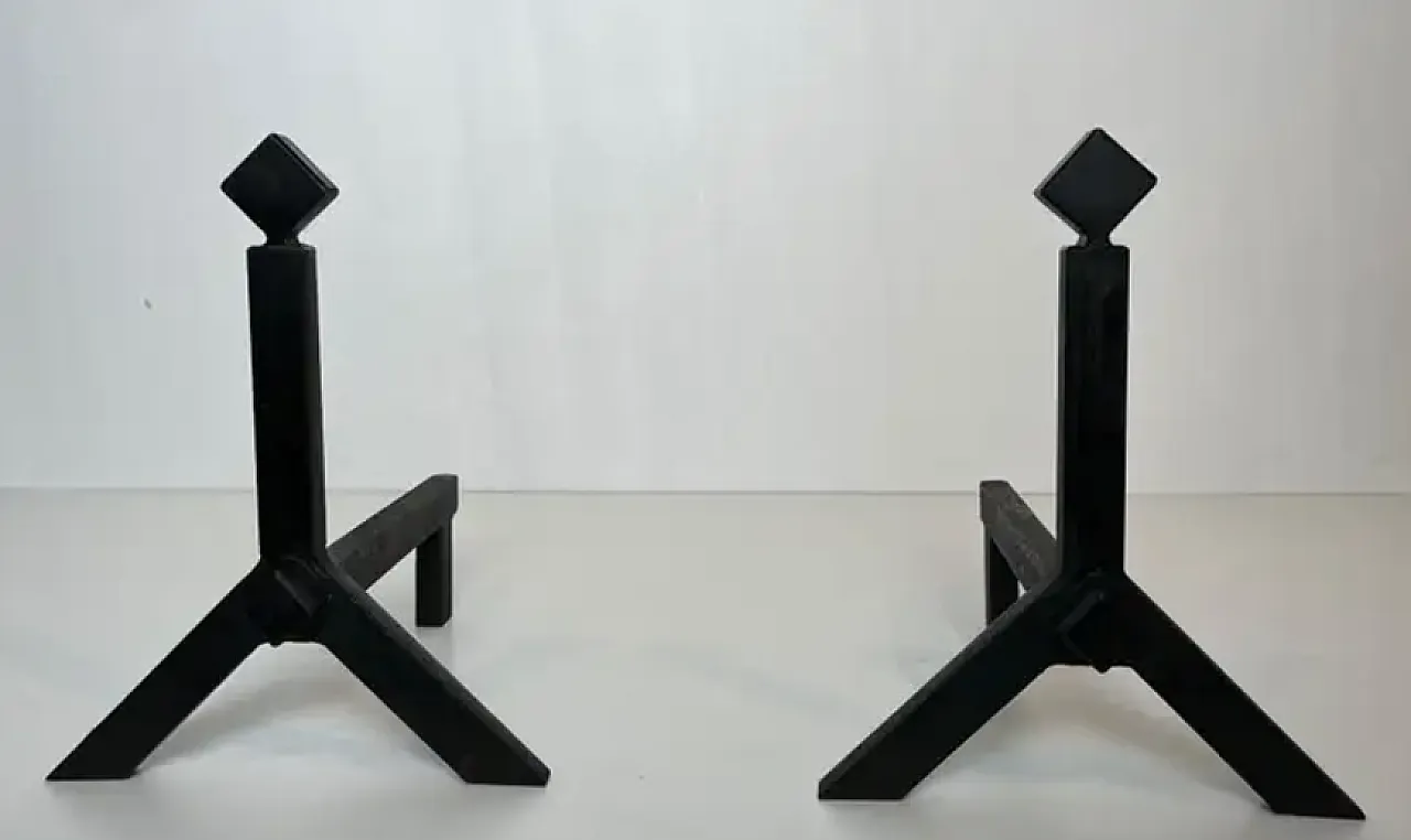 Coppia di Androni modernisti in ghisa e ferro battuto, anni '50 5