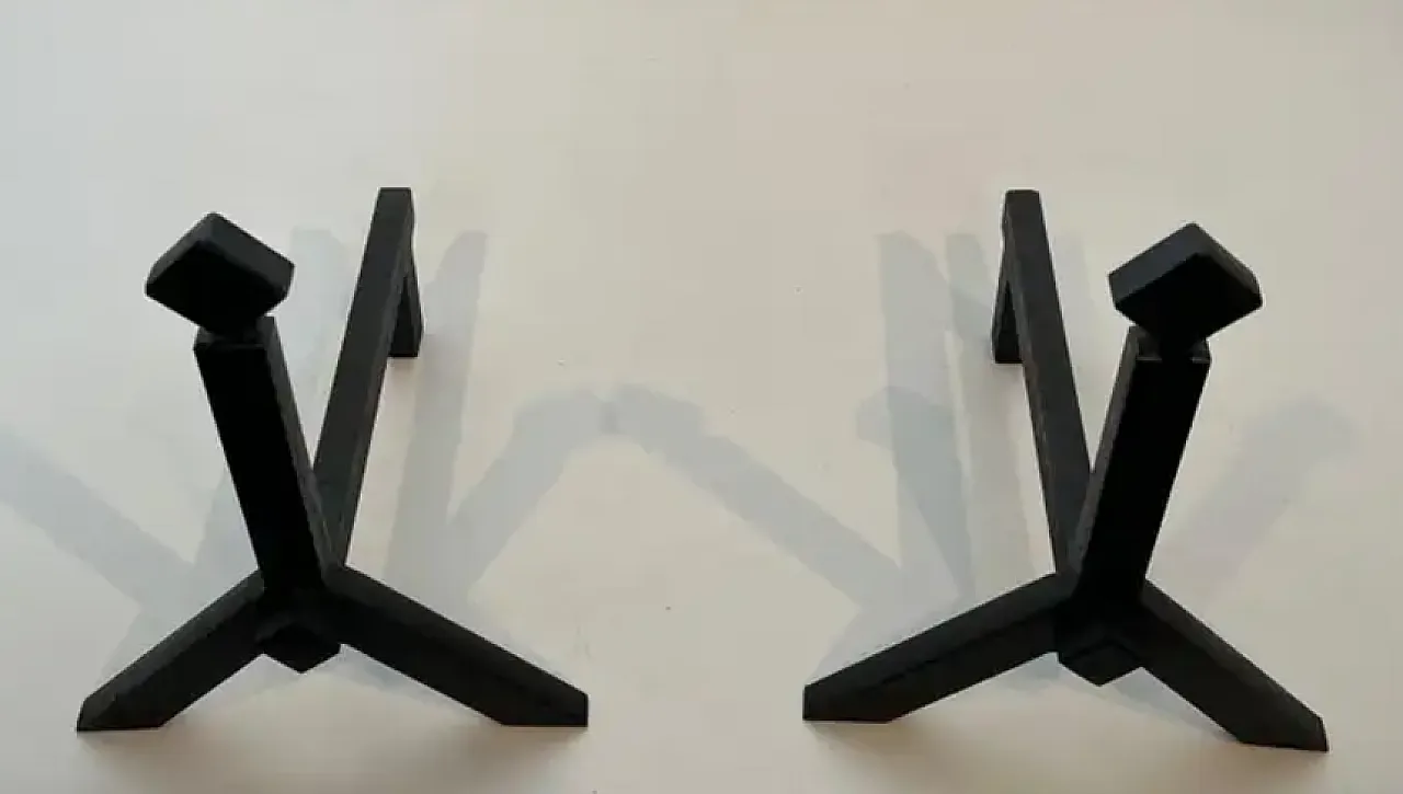 Coppia di Androni modernisti in ghisa e ferro battuto, anni '50 6