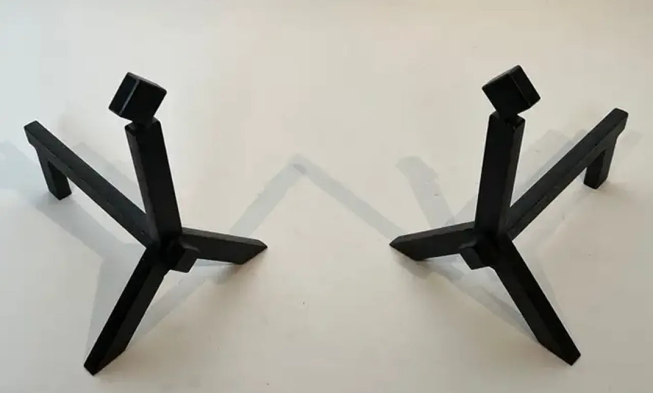 Coppia di Androni modernisti in ghisa e ferro battuto, anni '50 7