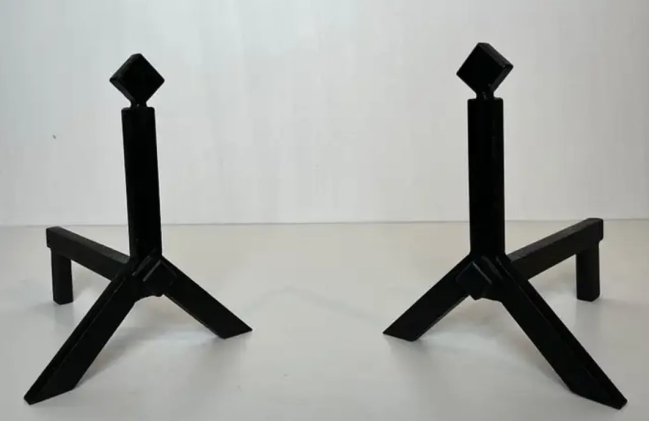 Coppia di Androni modernisti in ghisa e ferro battuto, anni '50 12