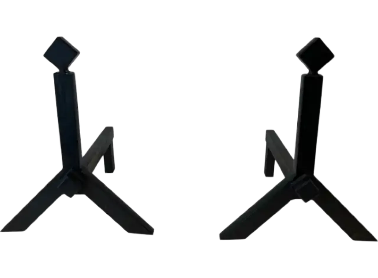 Coppia di Androni modernisti in ghisa e ferro battuto, anni '50 13