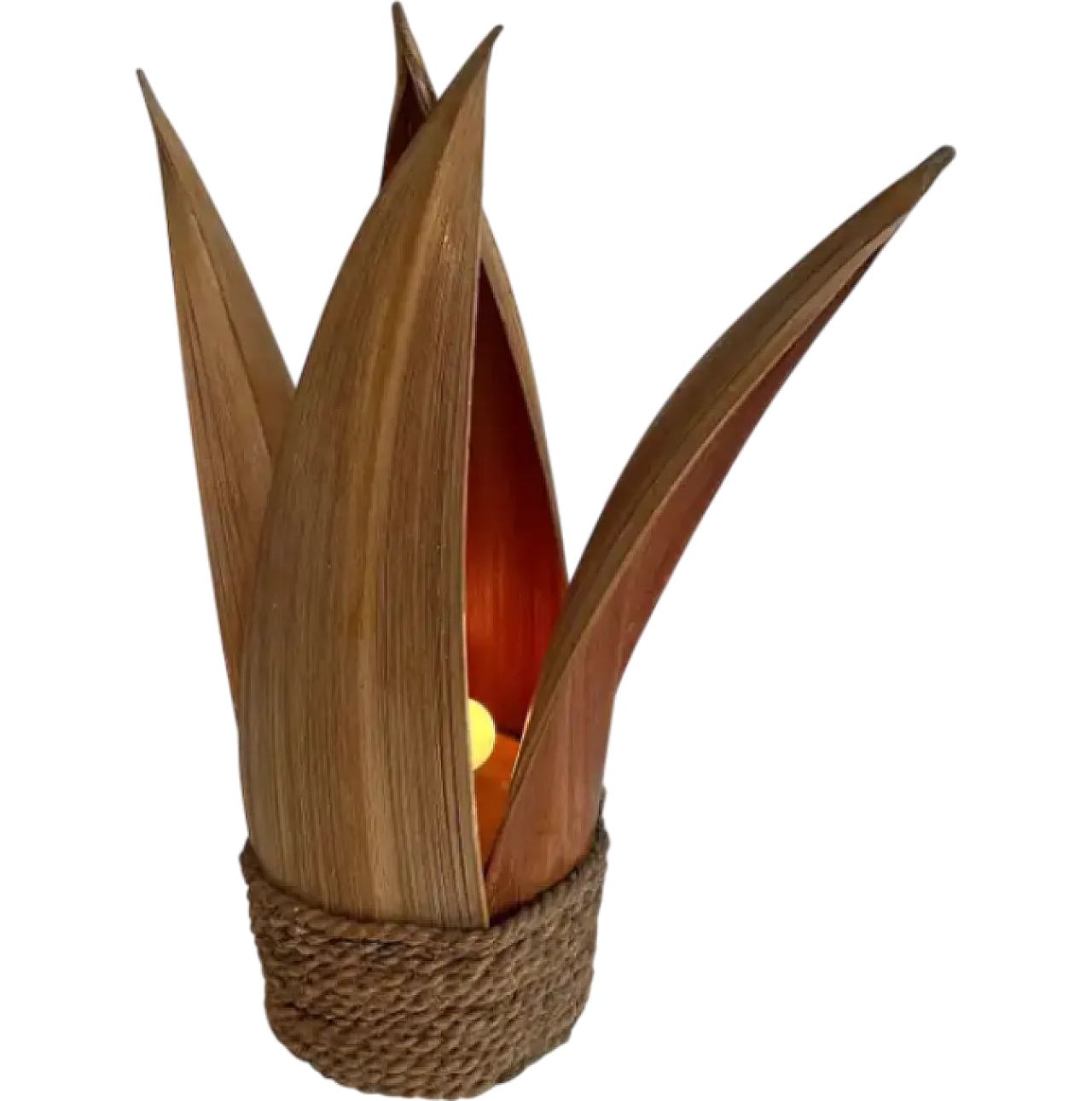 Lampada da tavolo decorativa con palma e corda, anni '70 10
