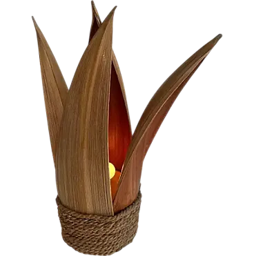 Lampada da tavolo decorativa con palma e corda, anni '70