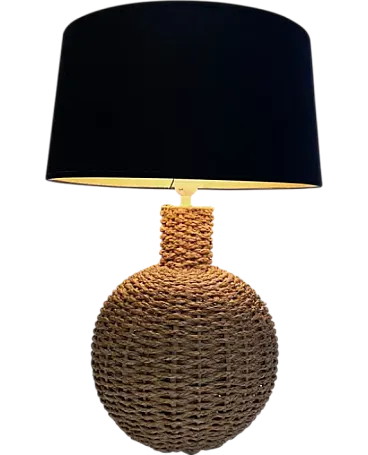 Lampada da tavolo in corda nello stile di Audoux Minet, anni '70