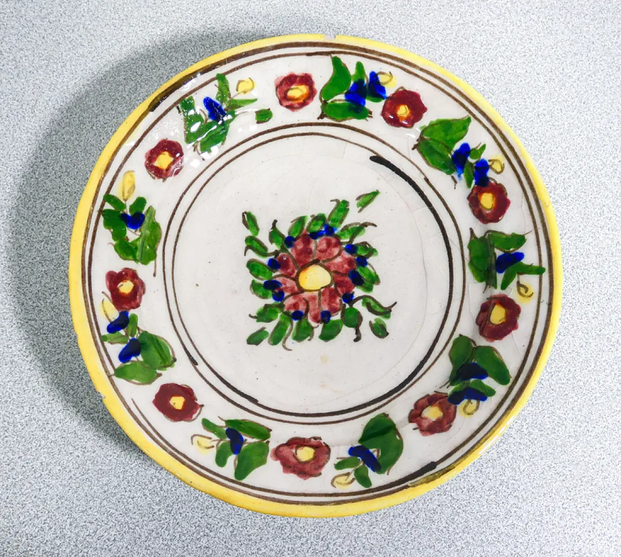 5 Piatti in maiolica dipinta a mano e smaltata, '800 4
