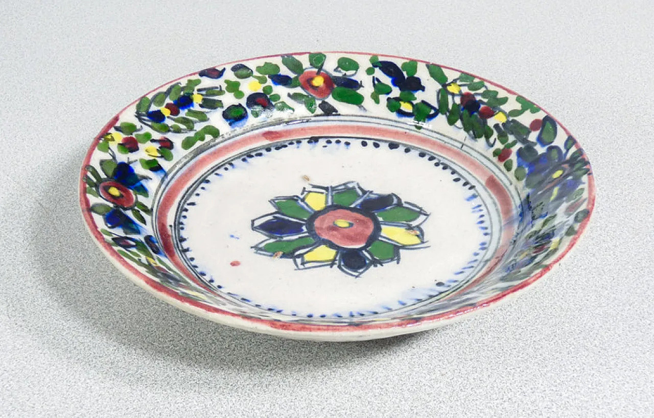 5 Piatti in maiolica dipinta a mano e smaltata, '800 11