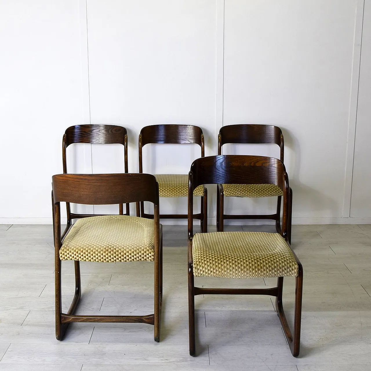5 Traineau chairs by Baumann, 1960s 8