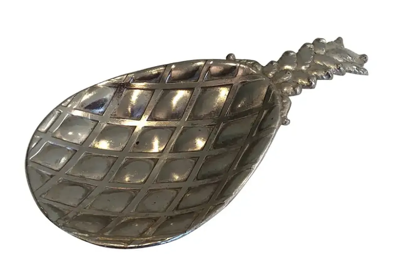 Videopoche ad ananas placcata in argento, anni '70 1