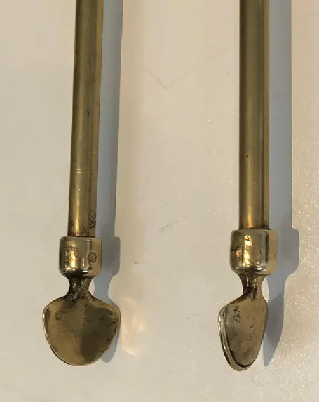 Attrezzi da camino in ottone con teste di anatra, anni '60 11