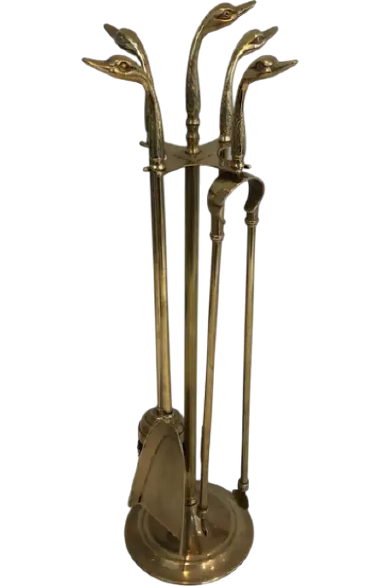 Attrezzi da camino in ottone con teste di anatra, anni '60 19