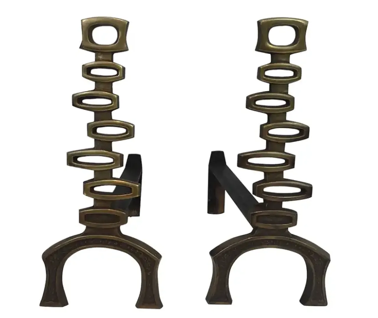 Coppia di Androni modernisti in ottone, anni '70 1