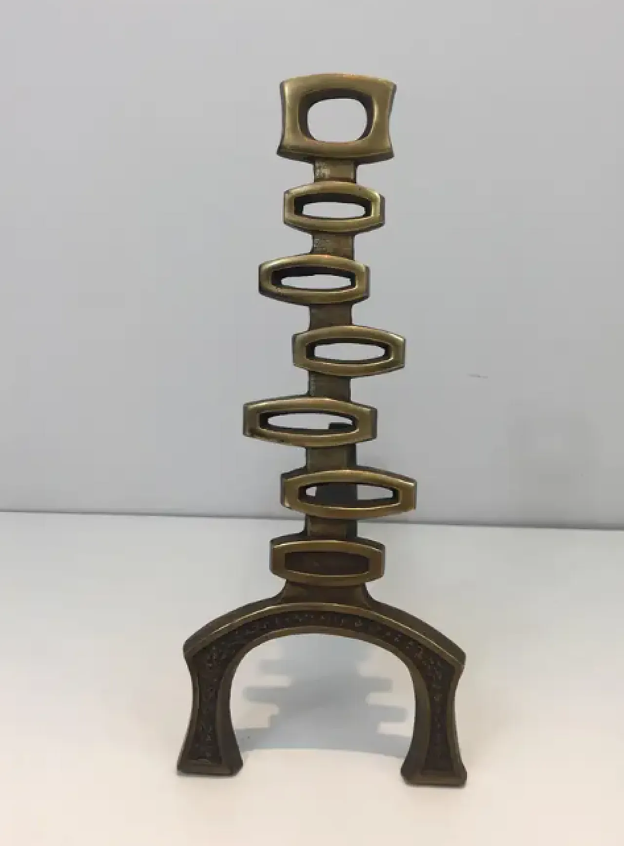 Coppia di Androni modernisti in ottone, anni '70 4