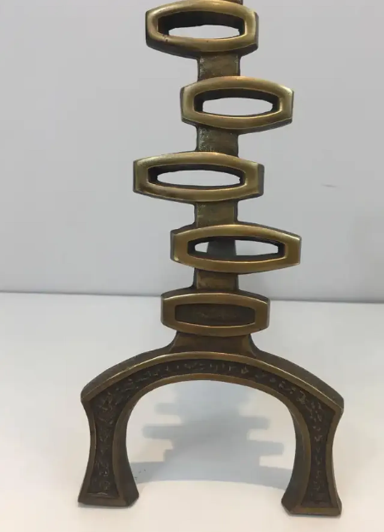 Coppia di Androni modernisti in ottone, anni '70 7