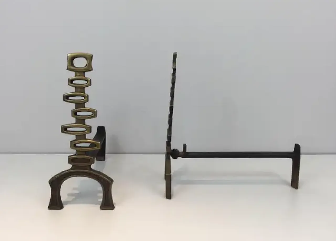 Coppia di Androni modernisti in ottone, anni '70 8