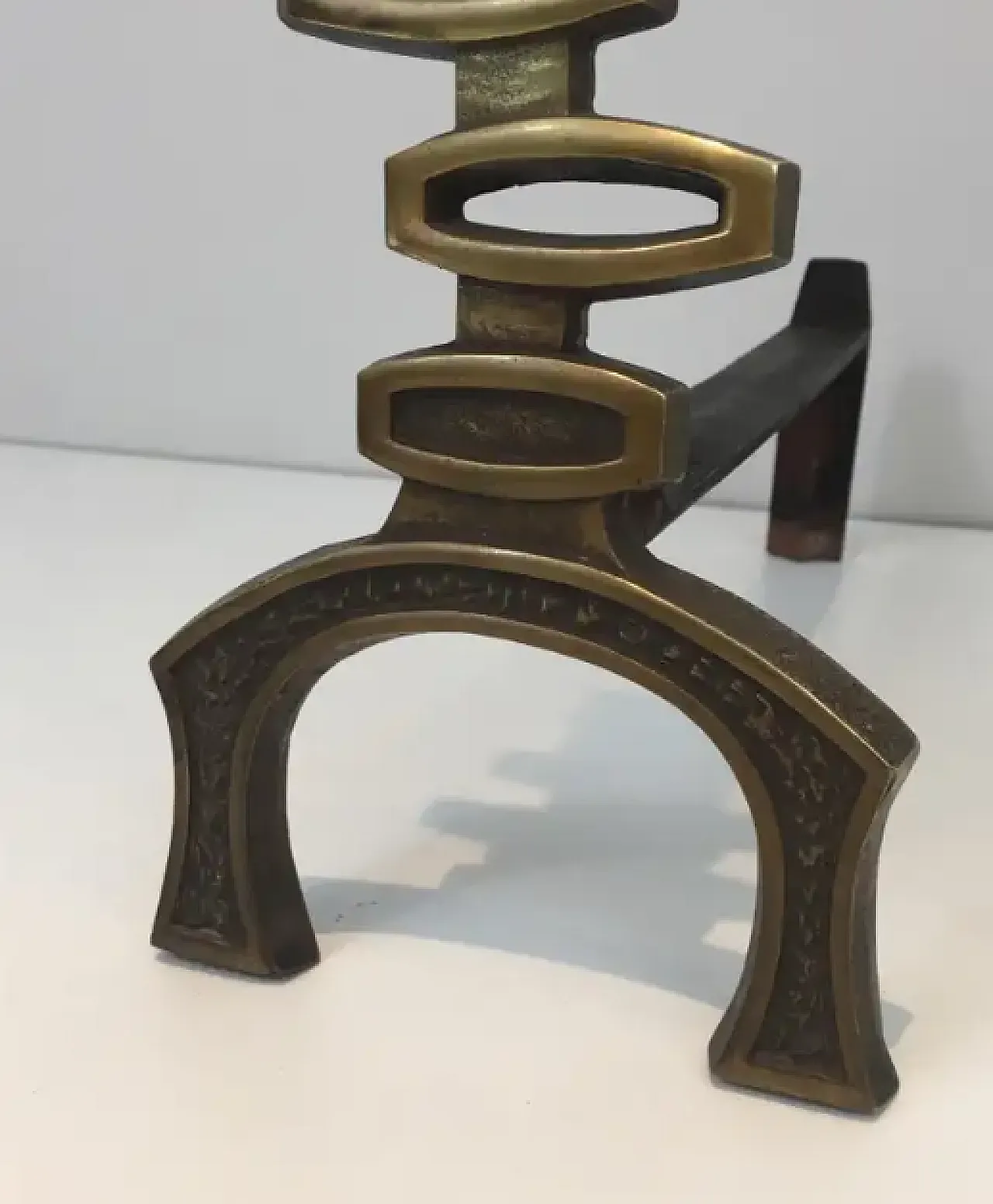 Coppia di Androni modernisti in ottone, anni '70 9