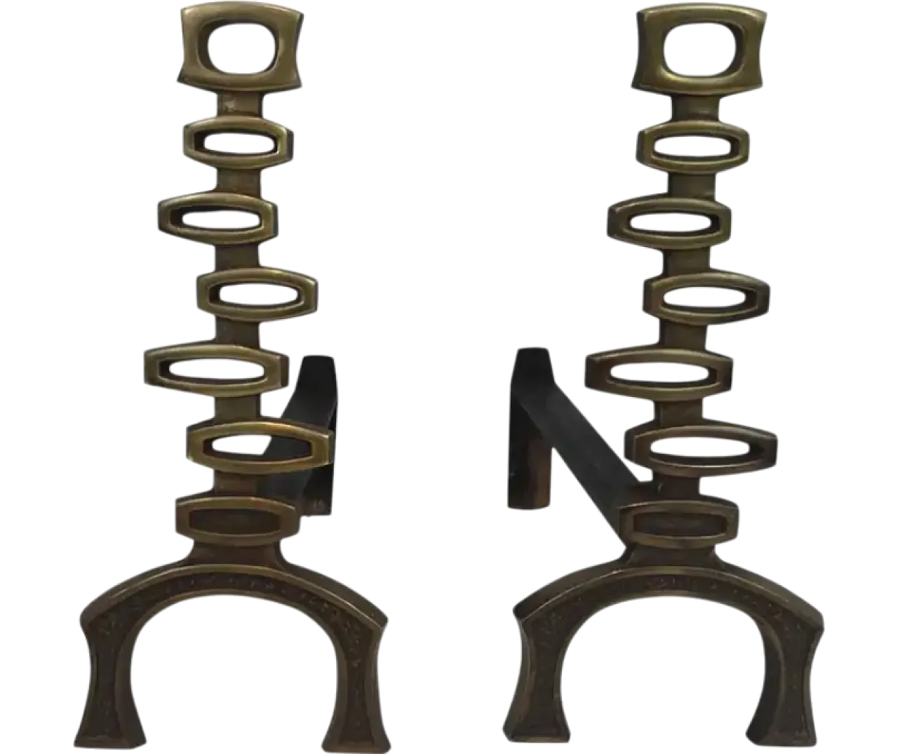 Coppia di Androni modernisti in ottone, anni '70 16