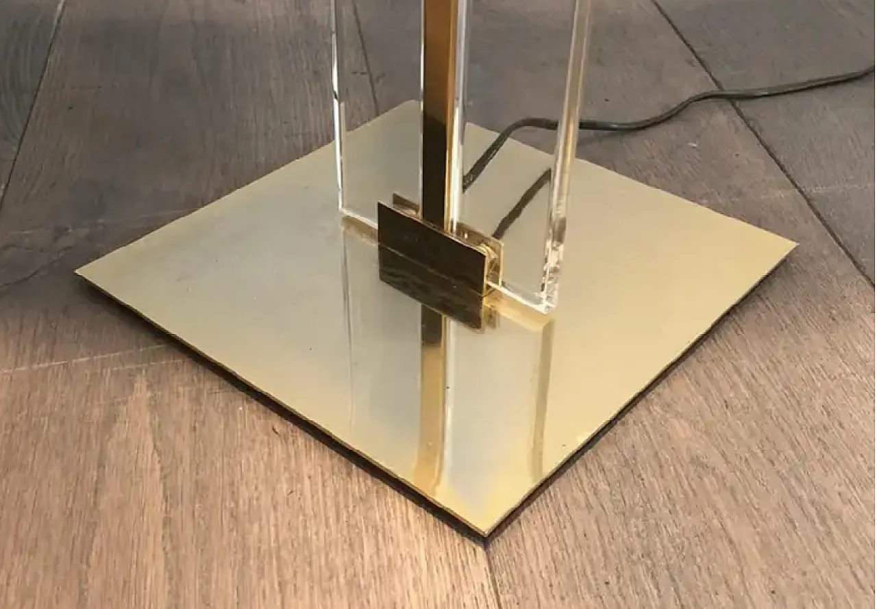 Lampada da terra in vetro e ottone, anni '70 8