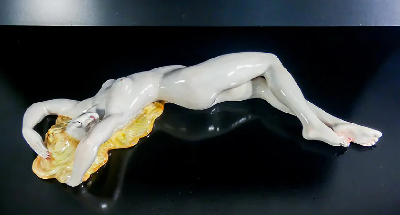 Nudo femminile disteso, scultura in ceramica, anni '30 6
