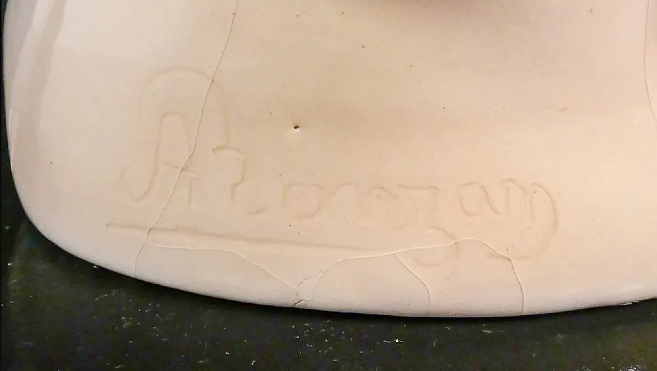 Donna con diadema, acultura in ceramica dipinta a mano, anni '40 6