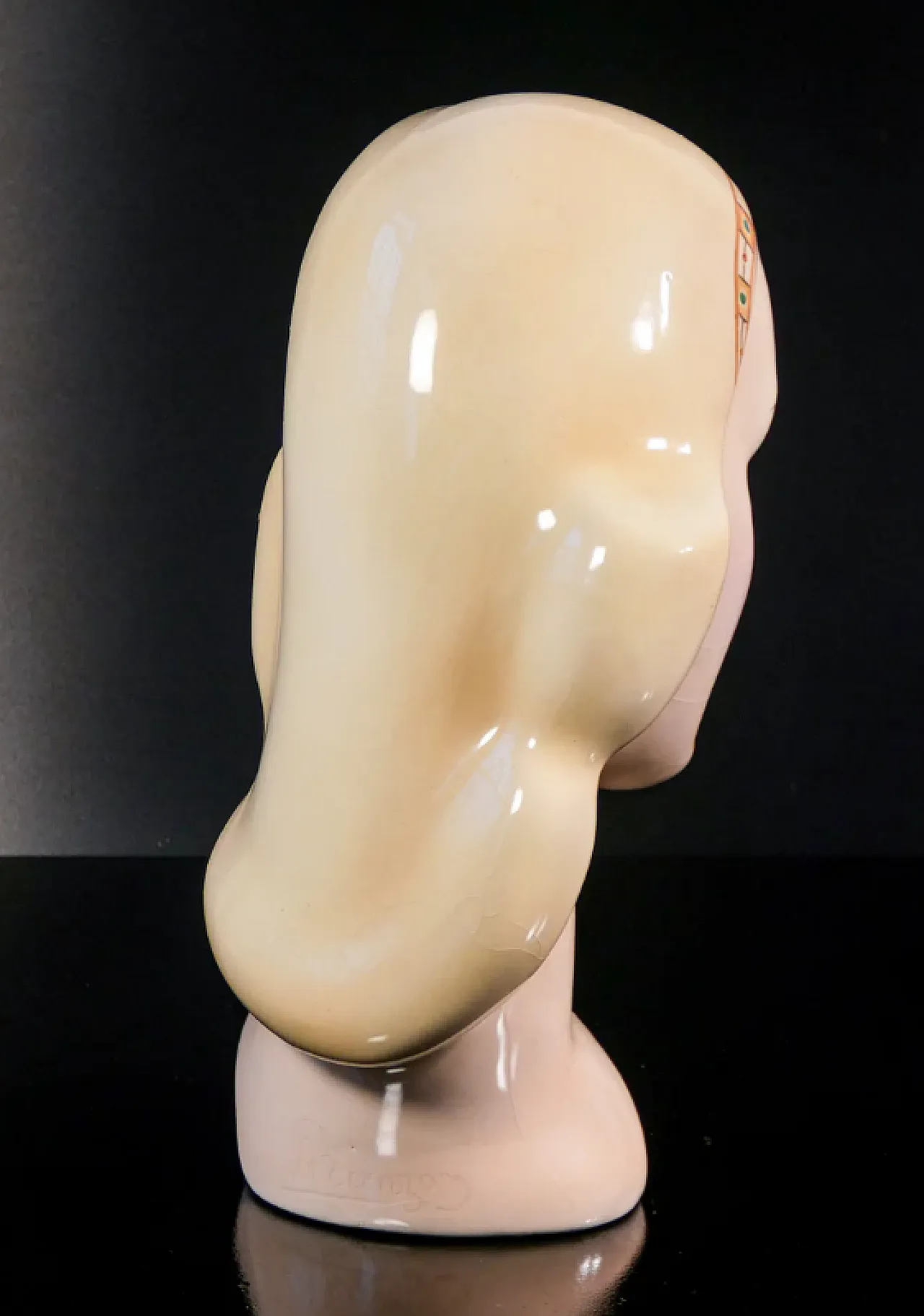 Donna con diadema, acultura in ceramica dipinta a mano, anni '40 7