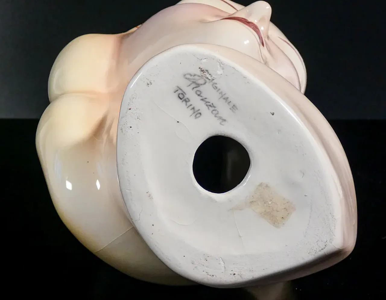 Donna con diadema, acultura in ceramica dipinta a mano, anni '40 8