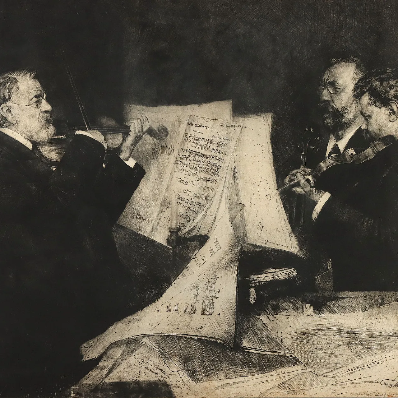 Ferdinand Schmutzer, Joachim Quartet, etching, 1904 1