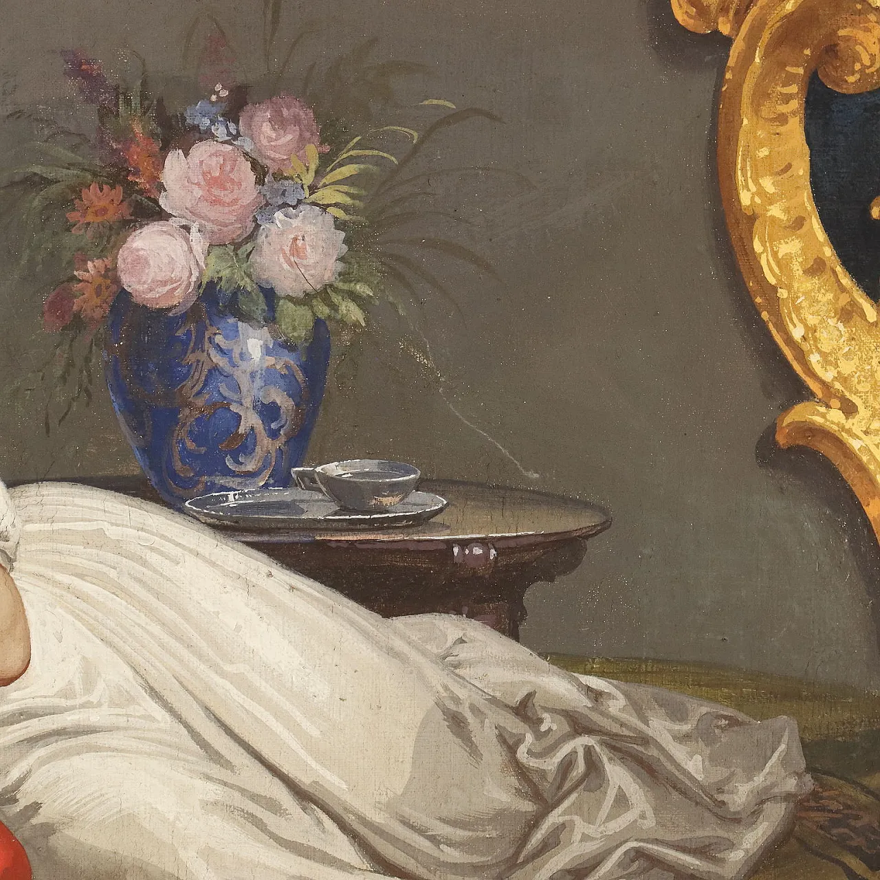 Interno con mamma e figlia, tempera su tela, '800 6